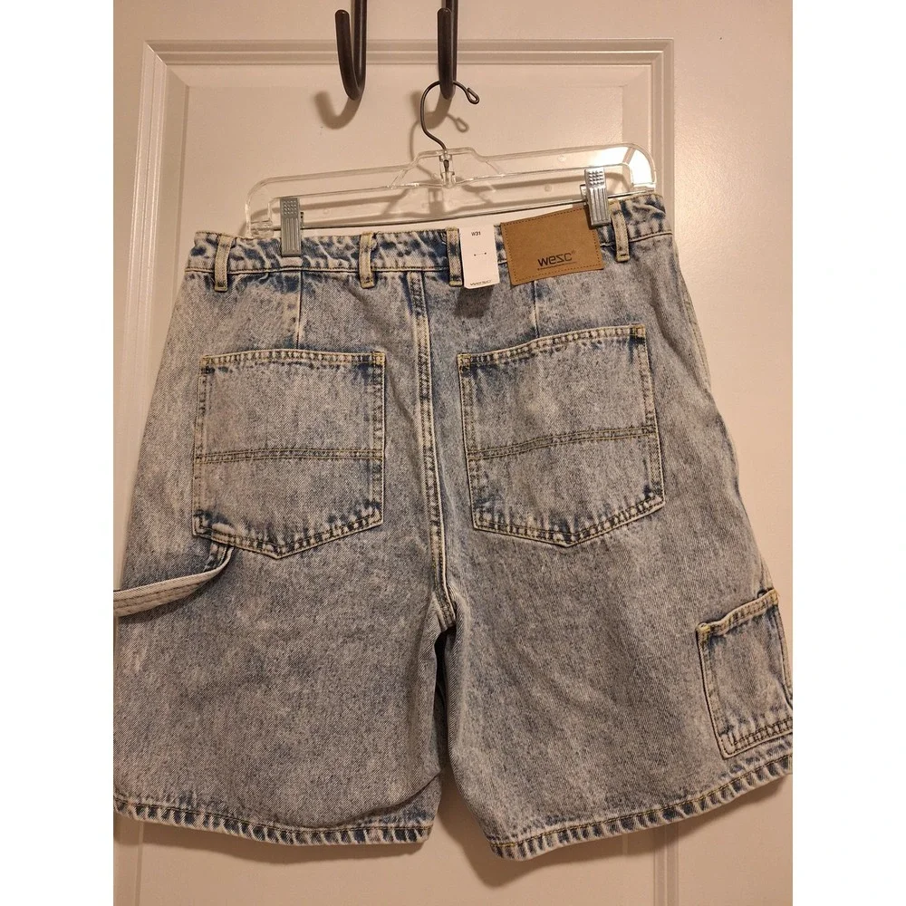WeSC Mens Carpenter Denim Shorts W31 Light Blue Acid Wash NWT Skate Streetwear‎